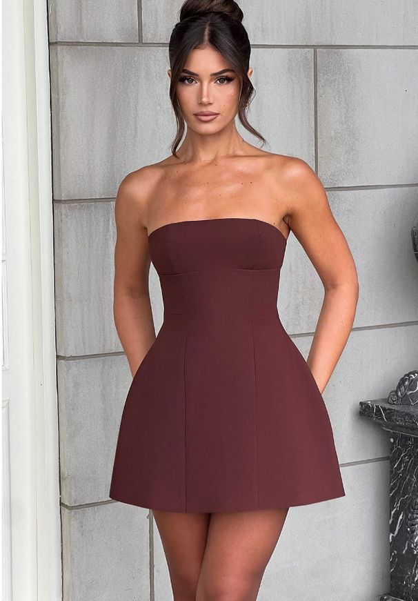 Women's Clothing Spring And Summer New Sexy Street Fashion Tube Top Slim High Waist A Line Dress_ecoleips.com