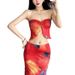 2025 Summer New Women's Artistic Strapless Color-Block Printed High-Waisted Floor-Length Skirt Set_ecoleips.com