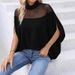Women's Clothing Fashion Mesh Off Shoulder Bat Sleeve Top_ecoleips.com