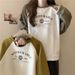 Real Shot Of Foreign Trade Women's Sweatshirt With Contrasting Color Letter Print, Raglan Long Sleeves, Round Neck For_ecoleips.com