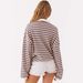 Women's Oversized Stripe Polo Collar Sweatshirt | Casual Long Sleeve Button Front Top For Streetwear, Lounge_ecoleips.com