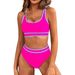 Women's Clothing Sexy Solid Color Bikini Set - High Waist & Push Up Top | Adjustable Ties & Quick Dry Fabric (S-XL) | Swimwear For Women_ecoleips.com