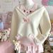Japanese Cartoon Printing T-Shirts Y2k Aesthetic Bear Pattern Bow Kawaii Cute Tees Preppy Style Grunge Off Shoulder Casual Tops_ecoleips.com