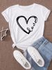 European And American Cross-border Foreign Trade Wholesale Clothing, Simple Heart-shaped Round Neck Plus-size_ecoleips.com