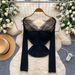 ng2510292 Carefully Selected Pure Desire Hot Girl Mesh Patchwork Long Sleeve T-Shirt For Women, 2025 Autumn, High-End Slim Fit,_ecoleips.com