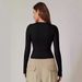 Women's Square Collar Shirt Autumn Top Long Sleeve T-Shirt Slim Pullover Milk Silk T-Shirt_ecoleips.com
