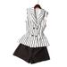 Salt Style Women's Striped Collar Sleeveless Suit Vest And Trousers Set For Casual Commuting_ecoleips.com