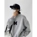 Women's Long Sleeve Crewneck Sweatshirt – Fall & Winter Fleece-Lined Oversized Casual Pullover, Loose Fit Letter Print Hoodie Alternative_ecoleips.com