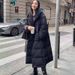 Women's Long Knitted Shawl Down Jacket – Korean Style Thick Loose Fit Winter Coat, Premium White Duck Down Filled Warm Outerwear_ecoleips.com
