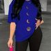 Summer Women's Casual And Fashionable Moon Print Loose T-shirt+shorts Two-piece Sportswear Suitable For Daily Wear-111_ecoleips.com