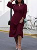 Women's Plus Size Casual Dress, Plus Size Solid Color Fashionable Casual Elegant Small V-Neck Design Dress_ecoleips.com