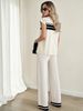 Color Blocked Knit Top And Loose Wide Leg Pants Women's Fashion Two Piece Set Summer American Style Clothing_ecoleips.com