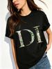 Women Casual Crew Neck Short Sleeve T-Shirt, Vintage Forest Cartoon DI Letter Graphic Loose Fit Black Tee Summer Daily Basic Tops_ecoleips.com