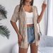 Real Shot Summer Hollow Out Plaid Short Sleeve Knitted Cardigan Beach Sun Protection Shirt European And American_ecoleips.com