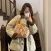 girl Girl Girl Girl 2025 New Korean Style Short 90 White Duck Down Jacket With Color-Block Design And Diamond Pattern Turn-Down Collar For_ecoleips.com