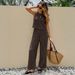 Summer Women's Sleeveless Jumpsuit High Waist Wide Leg Casual Elegant Set European American Style Vertical Stripes New 2026_ecoleips.com