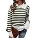 Women’s Striped Lapel Sweater – Lightweight Knit Pullover For Spring & Summer (S/M/L/XL)_ecoleips.com