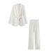 Women's Suit Jacket With Waist Belt High Waisted Loose Fitting Draped Trousers Spring Autumn Fashionable Versatile Waist Cinching Pant Set_ecoleips.com