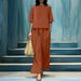Women's Clothing Summer New Casual Round Neck Five Point Sleeve Top Wide Leg Trousers Fashion Suit Female_ecoleips.com