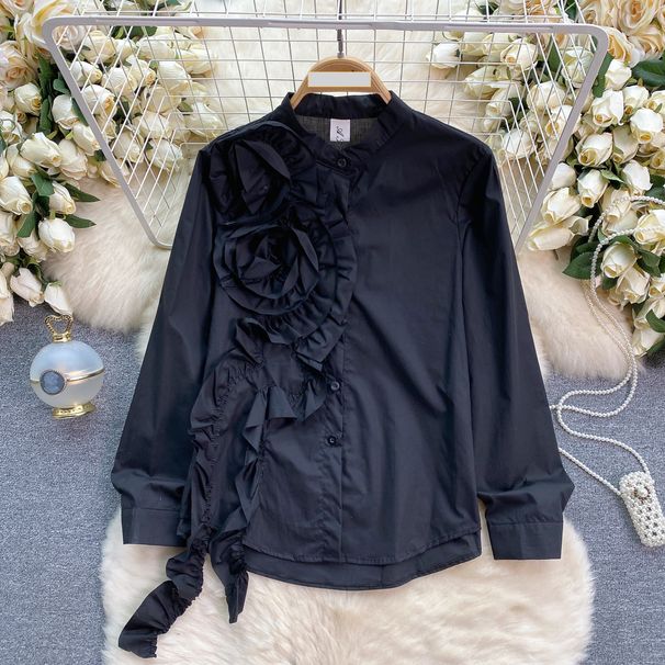 Women's Clothing Shirt women 2024 spring new style stylish age reducing sweet three dimensional flower shirt loose _ecoleips.com