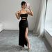 Women's Clothing Hollow Sexy Suspender Dress Simple Black Banquet Long Skirt_ecoleips.com