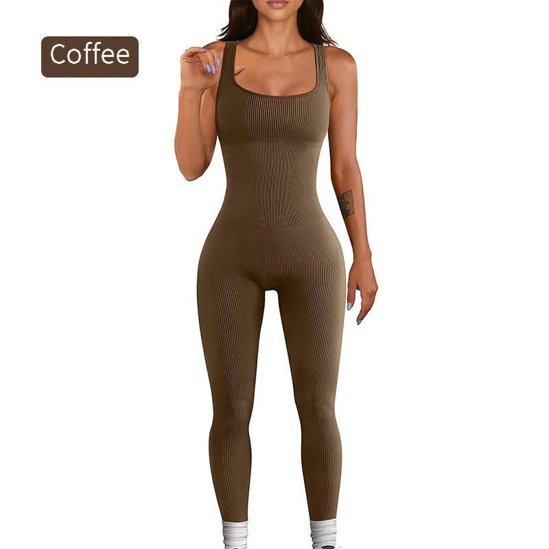 Women's Clothing Jumpsuit Wide Shoulder Straps Removable Chest Pad Thread Tights Trousers Fitness Clothes Women_ecoleips.com