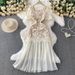 Women's Clothing Lady Style Lace Square Neck Dress Female Summer High Grade Sense Drape Mesh Splicing Elegant Long Skirt_ecoleips.com