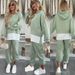 Women's Clothing Casual Color Matching Women's Suit Loose Long Sleeved Fake Two Piece Sweatshirt Sports Trousers Two Piece Suit Female_ecoleips.com