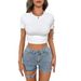 Summer Slim Fit Solid Color T-Shirt For Women Versatile European Style Simple Bestseller Hot Girl Top_ecoleips.com