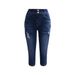 Women's Stretch High-Waisted Cropped Jeans – Slim Fit Denim Capri With Pocket Detail (Dark Blue, S-XL, Comfortable Plus Size Summer Pants)_ecoleips.com
