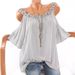 Women's Clothing 2025 Summer Lace Trim Round Neck Off-Shoulder Solid Color T-Shirt_ecoleips.com