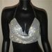 Sexy Rhinestone Strappy Bralette – Metallic Halter Neck Top With Built-In Padded Cups (One Size, Clubwear Essential)_ecoleips.com