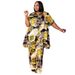 Spring Summer Women's Color Printed Shirt Casual Comfortable Two Piece Set Short Sleeve Collar in Stock Wholesale N7986_ecoleips.com