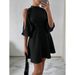 Temperament Style Women's Dress, Thin And Fashionable, Solid Color, Neck Off-the-shoulder Waist Short, Daily Commuting Party Outings_ecoleips.com
