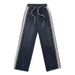 Plus-size Vintage Straight Drawstring Jeans Women, Spring/summer, Loose Fit, Dark Wash, Striped Wide-leg Pants For_ecoleips.com