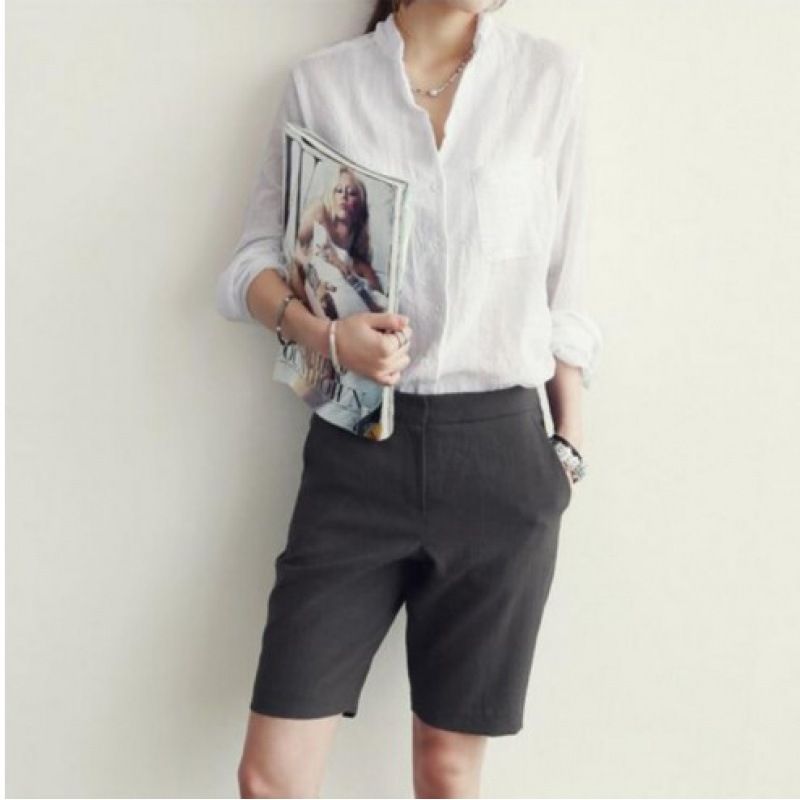Women's Clothing Casual Shirts Long Sleeves Loose Thin Women's Casual Linen Shirt Long Sleeve Loose Fit Lightweight Sun Protection Top_ecoleips.com