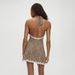 Women Trendy Hot‑Girl Mini Dress, Halter Neck Design, Open‑Back Style, Leopard Print Pattern, Delicate Lace Patchwork Detail_ecoleips.com