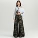 Aria Basics Orange Silk Women's Clothing#American Style Hot Girl Camouflage Waist Wide Leg Casual Women Autumn New High Street_ecoleips.com