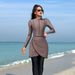 Women's Clothing Conservative Muslim Surfing Suit Women's Long Sleeve Zipper Swimsuit Beachwear One-Piece Swimwear Polyester Lycra Innerlining_ecoleips.com