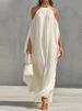 2026 Sexy Hollow Hight Waist Holiday Dress Women Fashion Pleated Solid Long Dress Elegant Halter Off Shoulder Long Sleeve Gowns_ecoleips.com