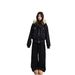 Vintage American Style Black Mountain Eagle Jacket For Women - Winter Fleece-Lined Short Coat With Hood & Detachable Rabbit Fur Collar_ecoleips.com