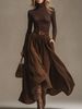 Retro Corduroy Skirt Set – High-Waisted Flared Midi Skirt & Solid Top (S-XXL, Coffee Brown)_ecoleips.com