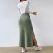 Voya 2026 Women's Elegant And Simple Half Skirt With High Waist And Side Slits, Slim Fit Long Skirt_ecoleips.com