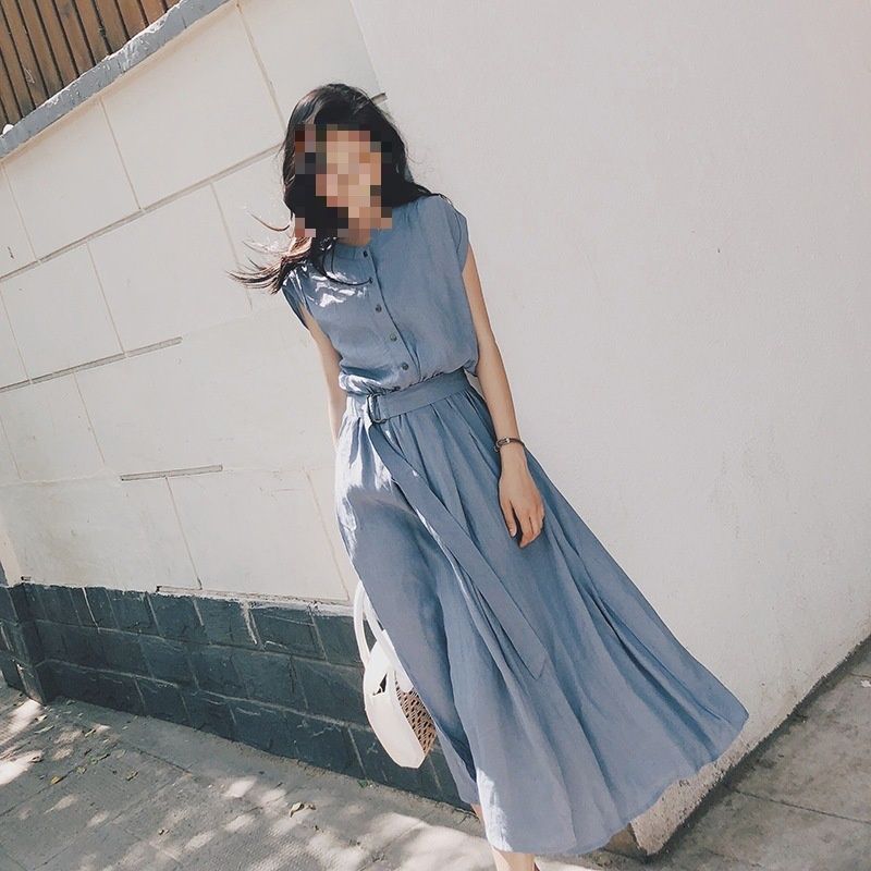 Aria Basics Aria Basics Chiffon For Women Summer 2023 New Trend Korean Style Elegant Very Fairy French Niche Over-the-Knee Long Dress_ecoleips.com