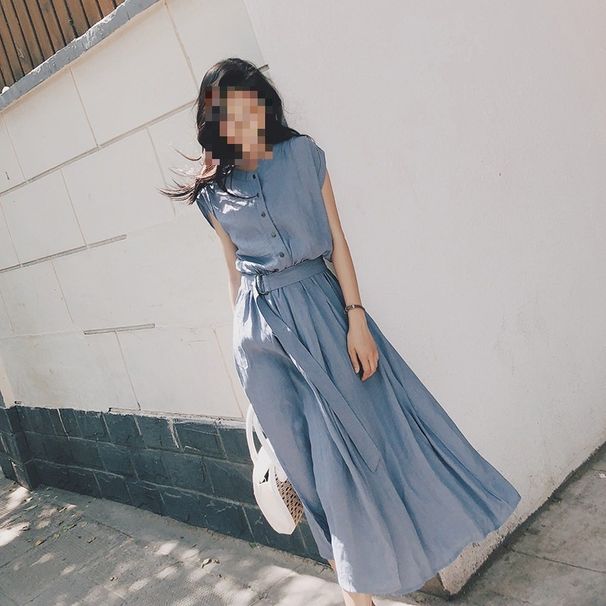 Aria Basics Aria Basics Chiffon For Women Summer 2023 New Trend Korean Style Elegant Very Fairy French Niche Over-the-Knee Long Dress_ecoleips.com