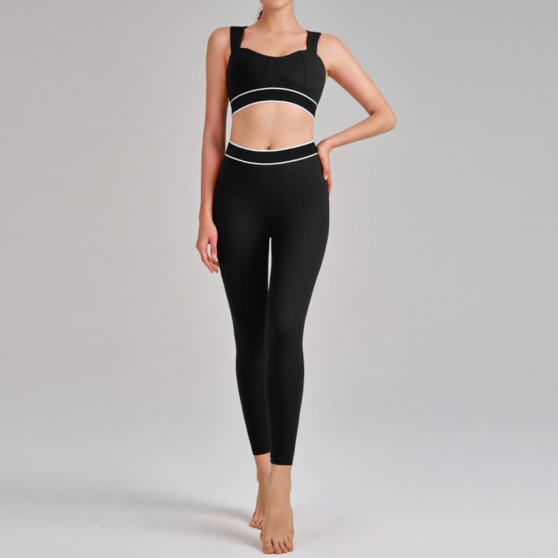 Women's High-Waisted Yoga Outfit Hip Lifting Tummy Flattening Slimming Backless Sports Bra Set for Running_ecoleips.com