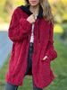Women's Hooded Fleece Jacket – Oversized Zip-Up Long Sleeve Coat In Wine/Taupe/Gray/Black, Streetwear Style With Cozy Plush Lining_ecoleips.com