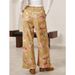 Women's High-Waisted Wide Leg Jeans Retro Rose Print Loose Fitting Casual Trousers Rolled up Cross Border Bestseller_ecoleips.com