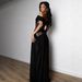 Women's Clothing Women's Elegant Lace Trimmed Sheer Slit Dress Slim Fit Long Dress Sexy For Formal & Casual For Women_ecoleips.com