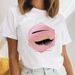 Women's Popular Foreign Trade Eyelash Design Simple Plus-size Letter Print Trendy Short Top T-shirt_ecoleips.com